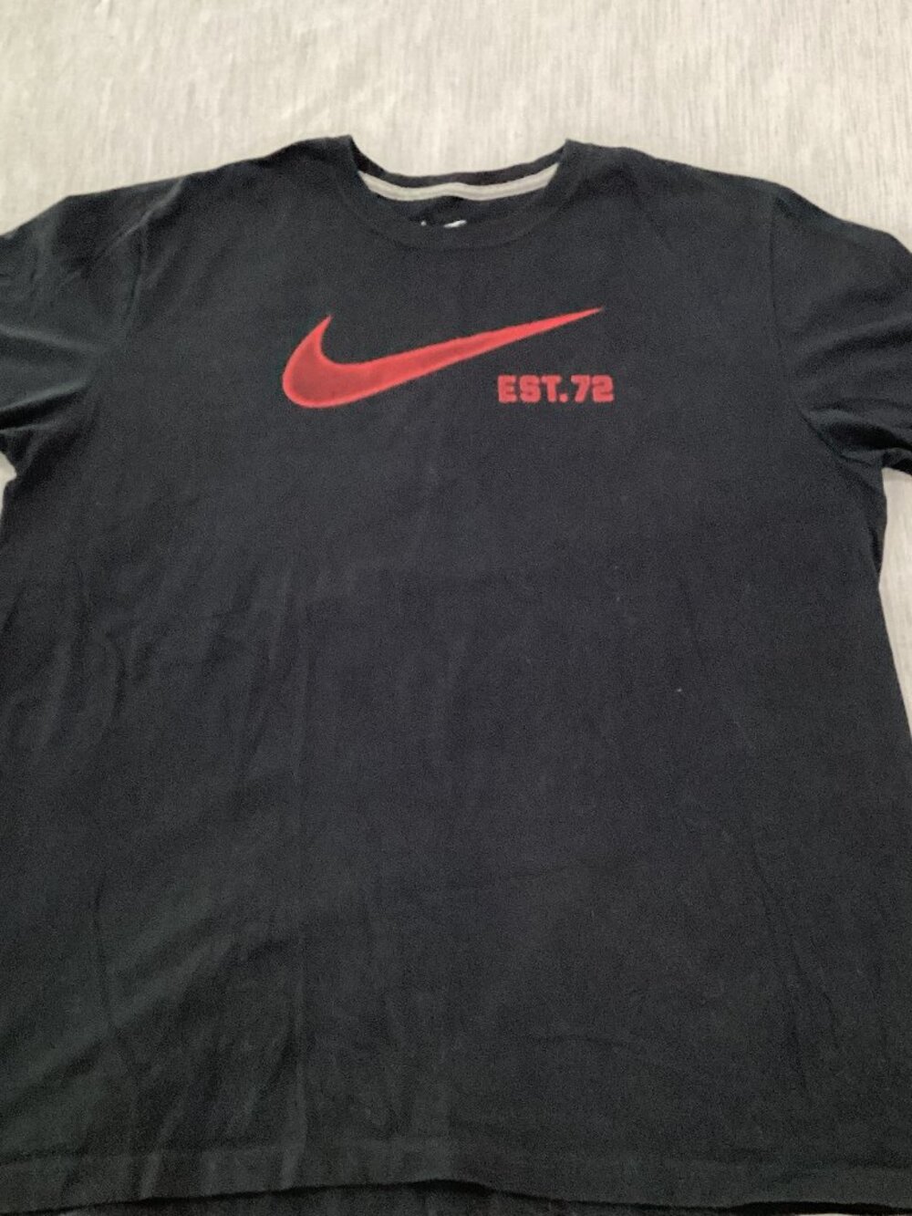 Nike Black T-shirt With Red Nike Logo on Front - XL